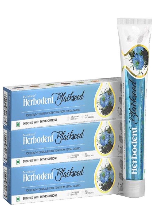 Herbodent® Blackseed Toothpaste - 100g Pack of 3 | with Natural Particles | THYMOQUINONE Improves Micro-Hardness Level of Enamel | Sensitivity & Cavities Protection | 7 Organic Herbs (Mint) - Image 1